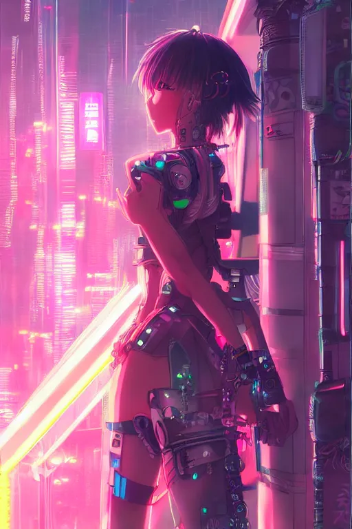 Prompt: anime key visua futuristic cyber warrior girl, on cyberpunk neon light tokyo rooftop, ssci - fi and fantasy, intricate and very beautiful, highly detailed and digital painting, concept art, smooth, illustration, art by l taekwon kim / a - rang style and liya nikorov and rongzhen luo and rossdraws