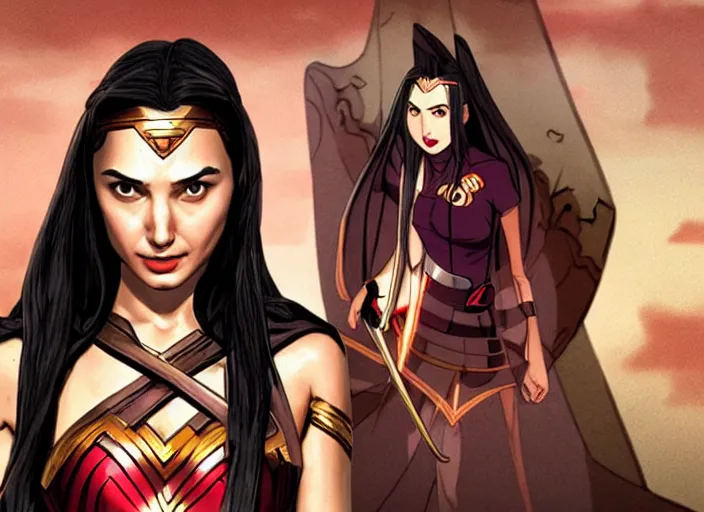 Image similar to gal gadot as nezuko from demon slayer