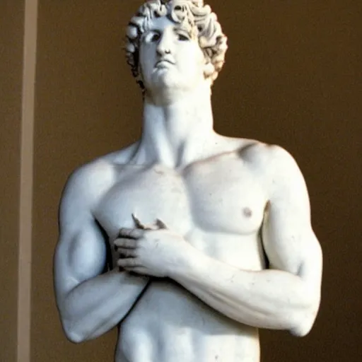 Prompt: Greek marble statue of Trent Reznor