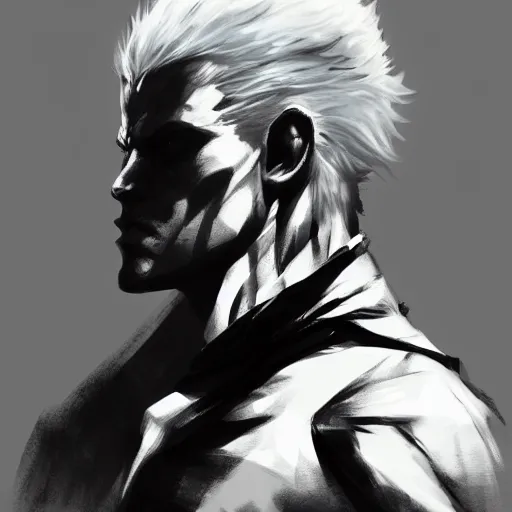 Prompt: vergil gigachad black and white trending on artstation, painted by greg rutkowski