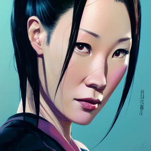 Image similar to lucy liu portrait as manga girl, realistic shaded perfect face, fine details. anime. realistic shaded lighting poster by ilya kuvshinov katsuhiro otomo ghost - in - the - shell, magali villeneuve, artgerm, jeremy lipkin and michael garmash and rob rey