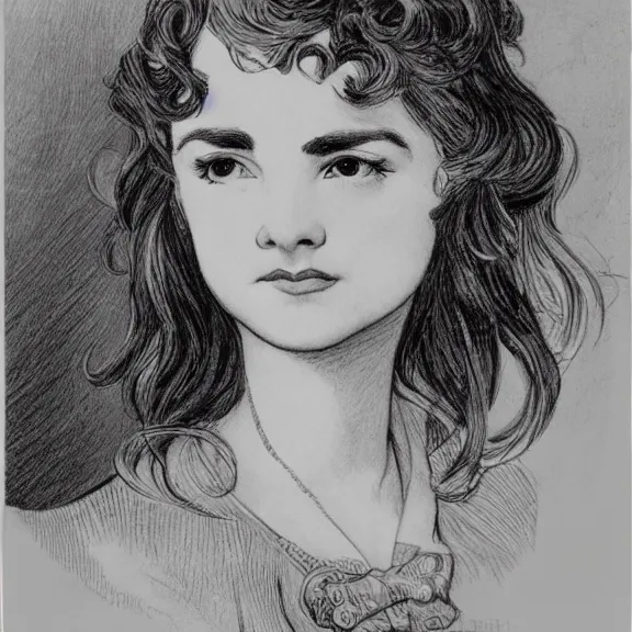 Prompt: a highly detailed portrait in the style of charles dana gibson and in the style of milo manara.