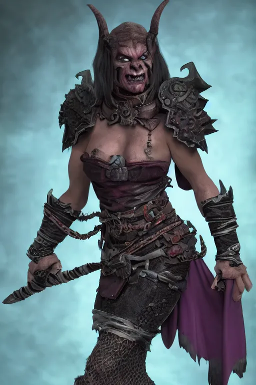 Image similar to a female DND orc, high resolution film still, 8k, HDR colors, cosplay, studio lighting