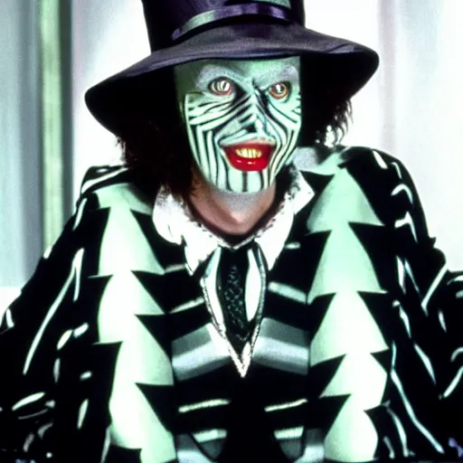 Image similar to Michael Keaton as Beetlejuice from the movie Beetlejuice