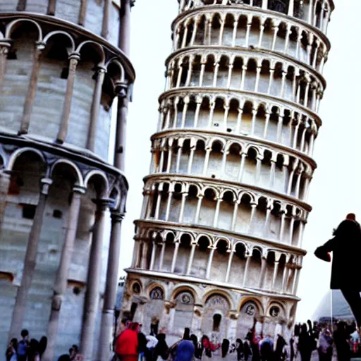 Prompt: Leaning tower of pisa cracked