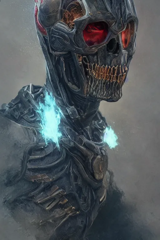 Image similar to Portrait of Ryan Gosling as Ghost Rider, half human face, marvel, dark, intricate, highly detailed, smooth, artstation, digital illustration by Ruan Jia and Mandy Jurgens and Artgerm and Wayne Barlowe and Greg Rutkowski and Zdislav Beksinski