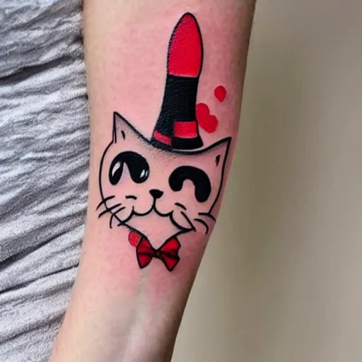 Image similar to adorable cat dressed as a clown tattoo design