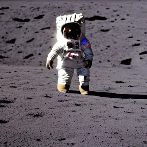 Image similar to high quality photo of hedgehog in astronaut costume on the Moon