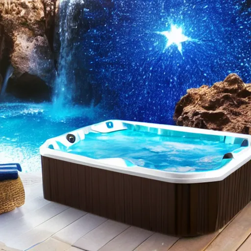 Prompt: a jacuzzi water is made of stardust