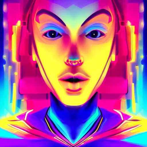 Prompt: the most original and beautiful profile picture on discord, symetrical, 4 k, beautiful gorgeous digital art, trending on artstation, neon lights, colorful, joyful