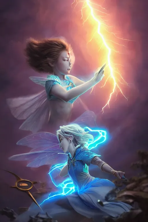 Image similar to legendary fairy prince casting a lightning spell,, lightning energy, blue energy, highly detailed, d & d, fantasy, highly detailed, digital painting, trending on artstation, concept art, sharp focus, illustration, global illumination, ray tracing, realistic shaded, art by artgerm and greg rutkowski and fuji choko and viktoria gavrilenko and hoang lap