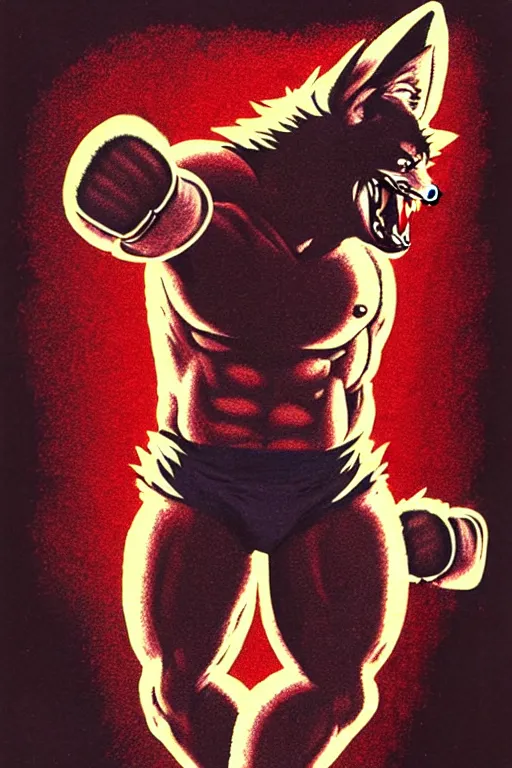 Image similar to extreme long shot. 8 bit nes graphics. antropomorphic muscular masculine wolf. kickboxer fighter, in shorts. wolf head. angry. fine details, very sharp, art from nes game cartridge, 8 0's, vhs artefacts, vaporwave style, marc simonetti and hermann nitsch and anish kapoor.