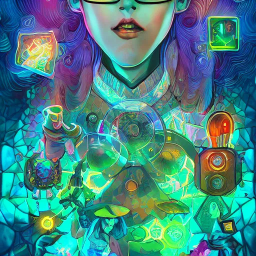 Image similar to skill magic geek inside matrix deepdream radiating a glowing aura stuff loot legends stylized digital illustration video game icon artstation lois van baarle, ilya kuvshinov, rossdraws,