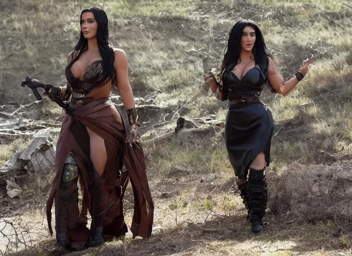 Image similar to movie still of kim kardashian as xena