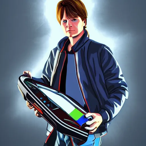 Prompt: marty mcfly, digital art, 8 k, character, realism, anime, portrait