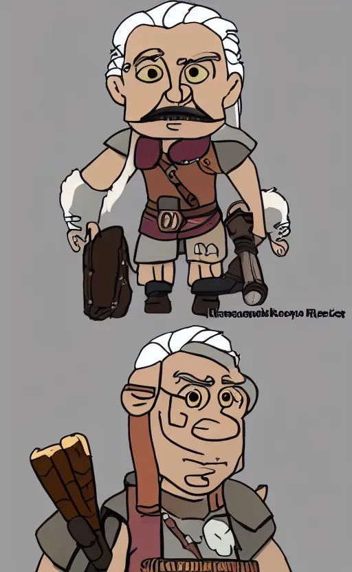 Image similar to Geralt of Rivia in the style of Wallace and Gromit animation