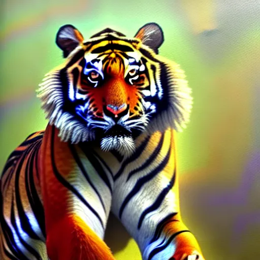 Prompt: A stunning oil painting of a tiger, artstation, smooth, sharp focus, 8K