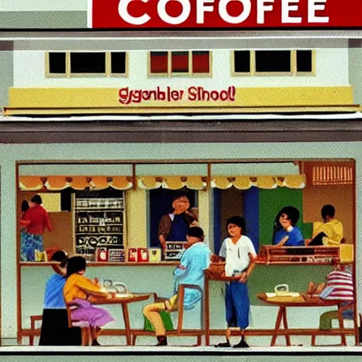 Image similar to 1 9 9 0 s singaporean public education poster for neighbourhood coffee shops