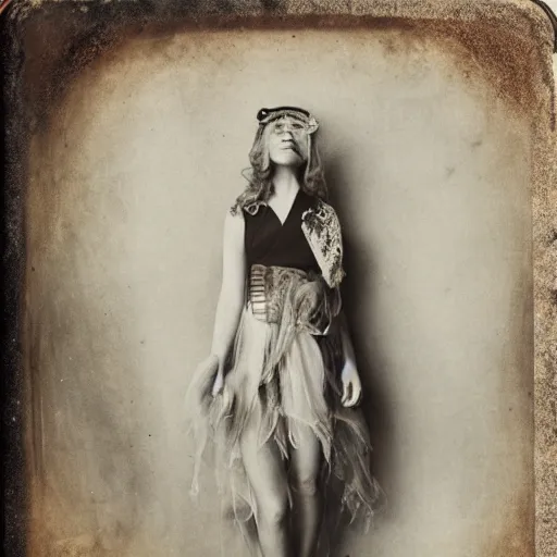 Prompt: wetplate editorial fashion