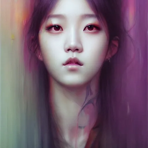 Image similar to jisoo of blackpink, hyperrealistic portrait, bladerunner street, by karol bak and agnes cecile and artgerm, fantasy art, photo realistic, dynamic lighting, artstation, poster, volumetric lighting, very detailed face, 8 k, award winning