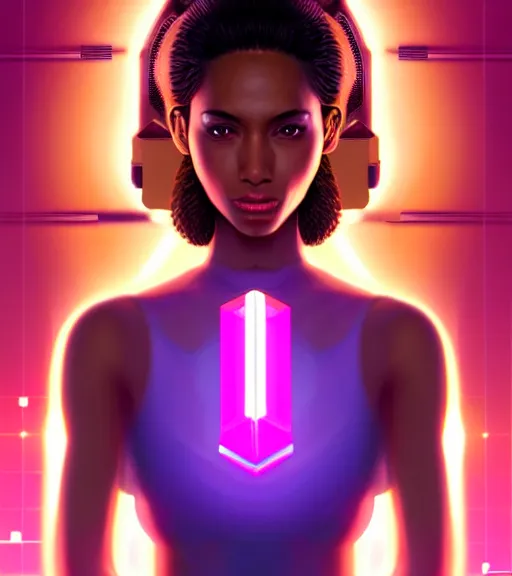 Prompt: symmetry!! spanish princess of technology, solid cube of light, hard edges, product render retro - futuristic poster scifi, lasers and neon circuits, beautiful brown skin woman spanish princess, intricate, elegant, highly detailed, digital painting, artstation, concept art, smooth, sharp focus, illustration, dreamlike, art by artgerm