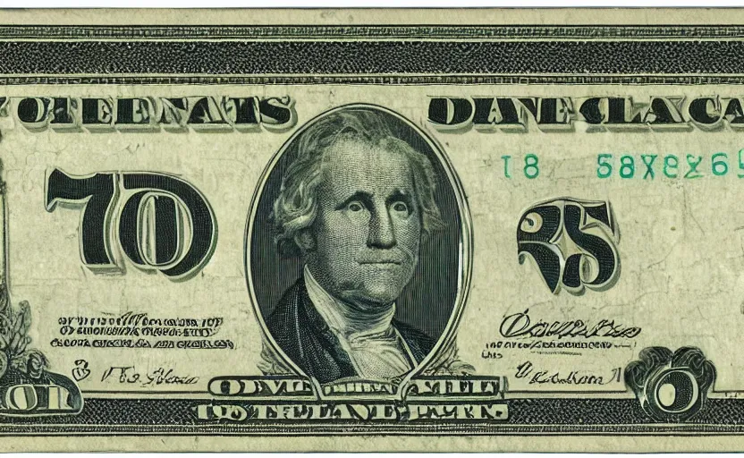 Prompt: rectangular photograph of five dollar u. s. currency note