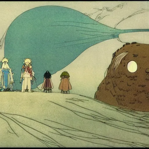 Image similar to derivative ideation of studio ghibli botw john bauer interstellar