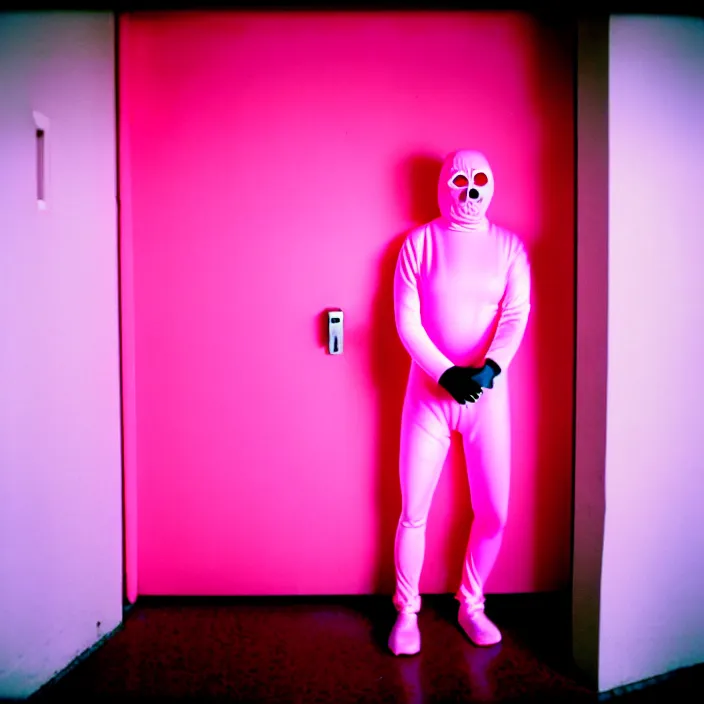 a nightmare where a man in a pink morphsuit chases you