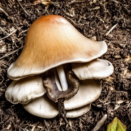 Prompt: a mushroom made of overlapping teeth