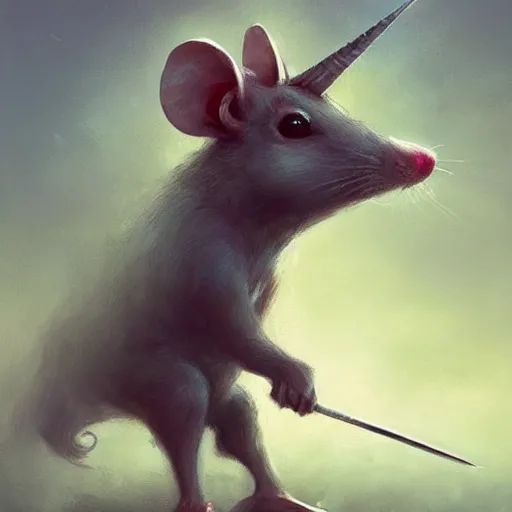 Image similar to hybrid of mouse and unicorn and rat, half unicorn - half mouse, digital art fantasy art, art by george stubbs, jakub rozalski, anton fadeev