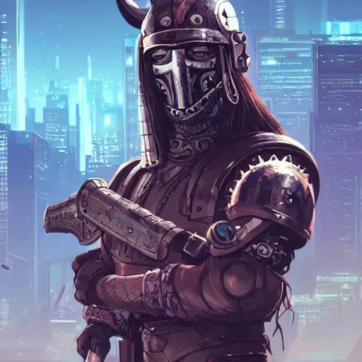 Image similar to cyberpunk viking helmet mask warrior goddess robot ninja fantasy, art gta 5 cover, official fanart behance hd artstation by jesper ejsing, by rhads, makoto shinkai and lois van baarle, ilya kuvshinov, ossdraws