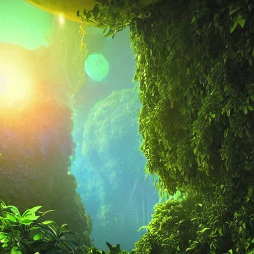 Image similar to cinema 4D colorful render, utopian jungle in space , a detailed zoned in human anatomy veins, nature, heavy green, dramatic lens flares, apes hanging from vines, a evil dark sun , depth field, unreal engine, sharp, incredible detail, professional composition, quality digital art, 4k, 4k concept art and hyper realism