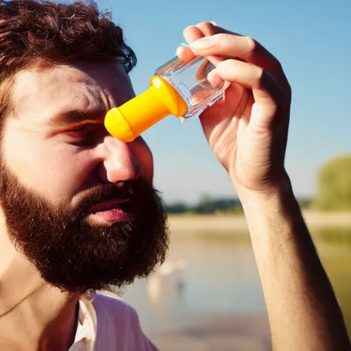 Image similar to confused man drinking water