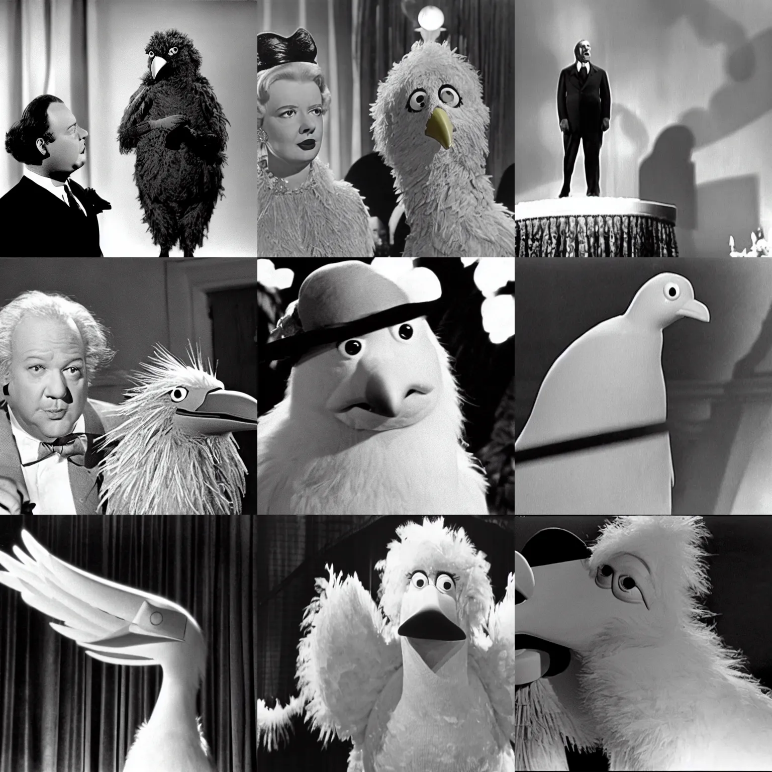 Prompt: film still of Big Bird in Citizen Kane (1941)