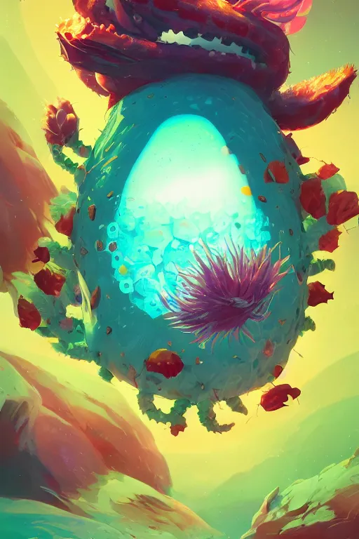 Image similar to creature animal sushi cristal very big eye roots cactus elemental flush of force nature micro world fluo fishscale, behance hd by jesper ejsing, by rhads, makoto shinkai and lois van baarle, ilya kuvshinov, rossdraws global illumination