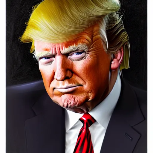 Image similar to epic portrait of donald trump, detailed, digital painting, artstation, concept art, donato giancola, joseph christian leyendecker, wlop, boris vallejo, breathtaking, high details, extremely detailed, sincere face, establishing shot, artistic, hyper realistic, beautiful face, octane render