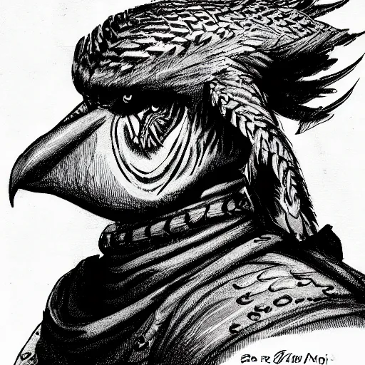 Image similar to a bird that is a warrior monk, dungeons and dragon, portrait