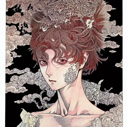 Image similar to prompt: Portrait painted in Akira style drawn by Vania Zouravliov and Takato Yamamoto, inspired by Fables, intricate acrylic gouache painting, high detail, sharp high detail, manga and anime 2000