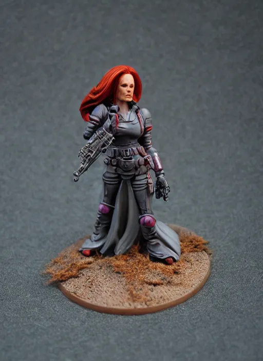 Image similar to Dana Scully, Professionally Painted tabletop miniature, tabletop gaming, warhammer, 40k, D&D, Dungeons and Dragons, Reaper Miniatures, Games Workshop, professional photography, product photography, official media