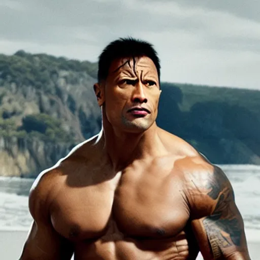 prompthunt: dwayne the rock johnson in eyebrow raise