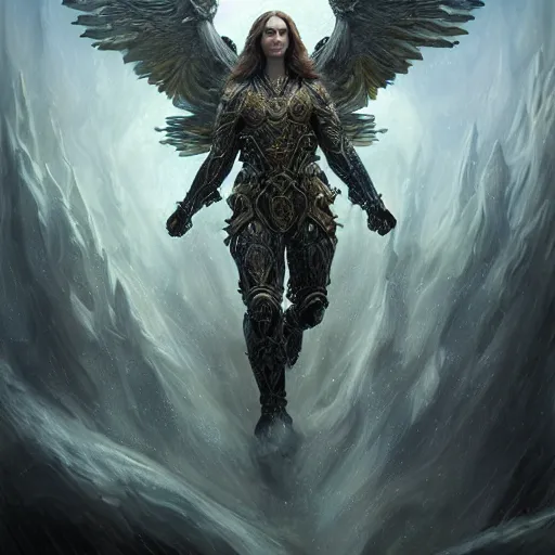 Image similar to Portrait of Archangel Michael, intricate, epic, elegant, menacing, fantasy, highly detailed, digital painting, hard focus, beautiful volumetric lighting, epic light, ultra detailed, by Leesha Hannigan, Ross Tran, Thierry Doizon, Kai Carpenter, Ignacio Fernández Ríos