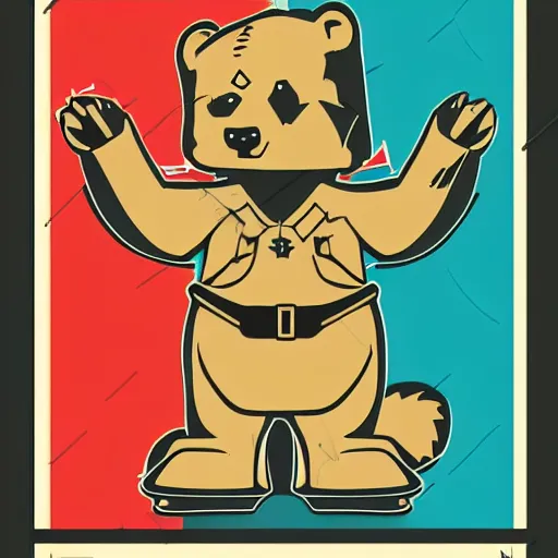 Image similar to Propaganda poster of a army bear, sticker, highly detailed, colorful, illustration, drama, smooth and clean vector curves, no jagged lines, vector art, smooth