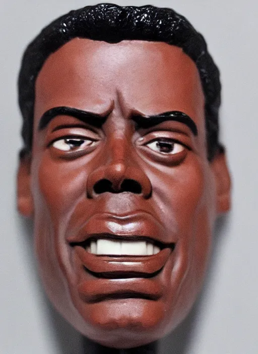 Image similar to a bust of chris rock made from translucent rock candy
