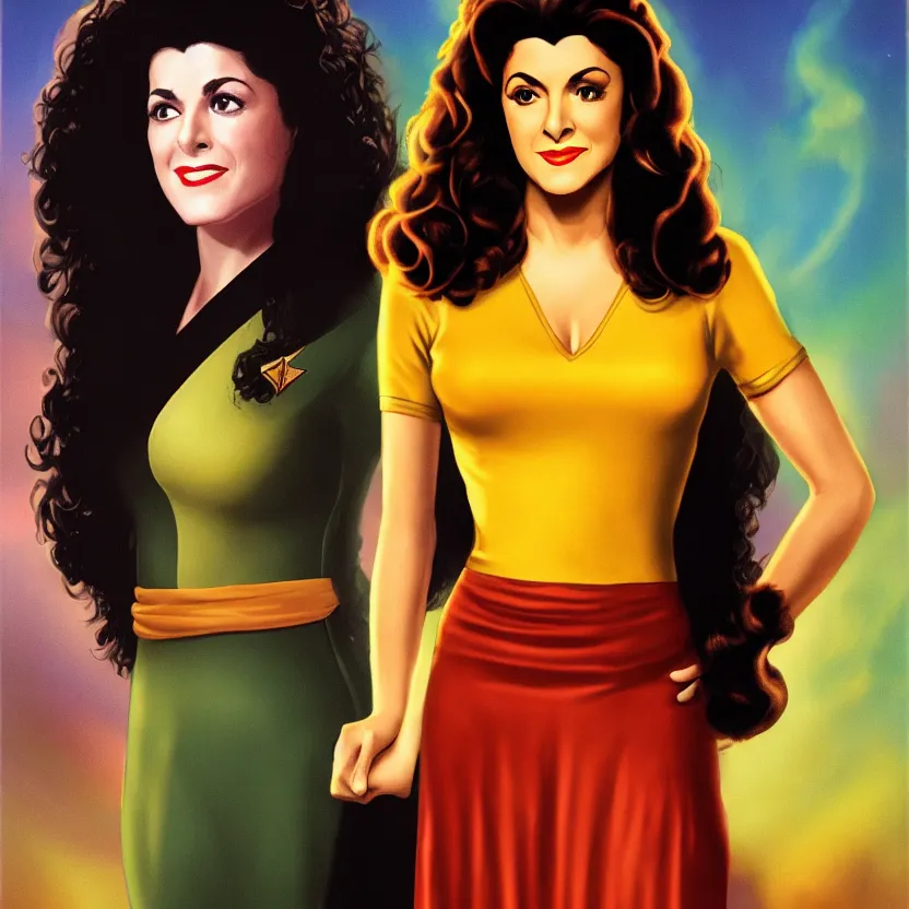 Image similar to young deanna troi in the style of midjourney
