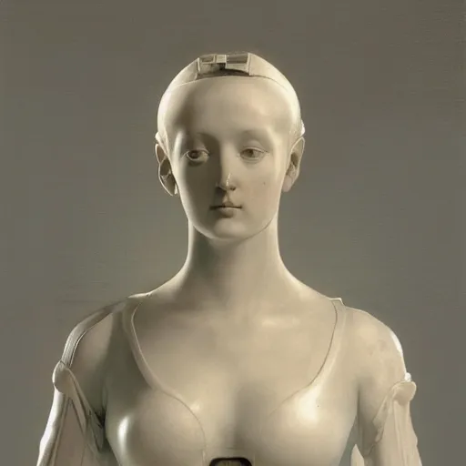 Prompt: a portrait of a female android by antonio canova