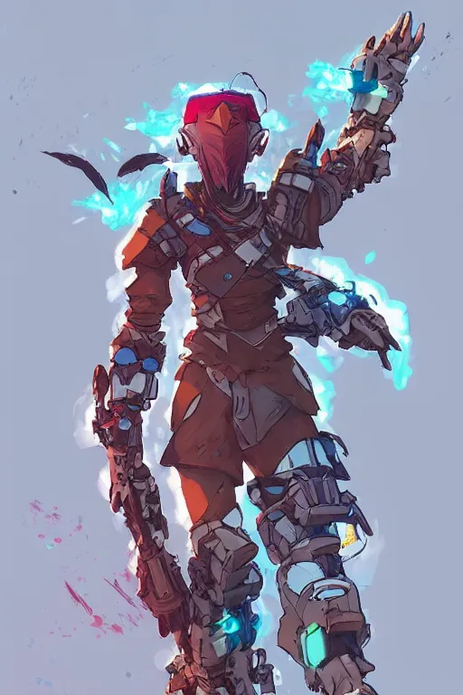 Image similar to combination suit armor aloy horizon forbidden west horizon zero dawn robot ninja mask helmet backpack tribal, art gta 5 comics, official fanart behance hd artstation by jesper ejsing, by rhads, makoto shinkai and lois van baarle, ilya kuvshinov, ossdraws radiating a glowing aura cgi rtx 2 0 2 2