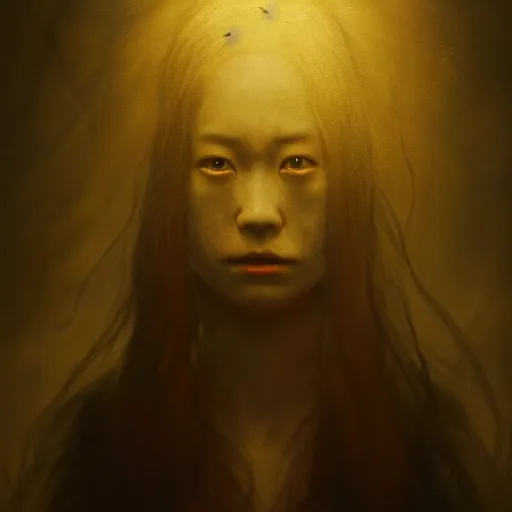 Prompt: horrifying creepy onryo portrait, atmospheric lighting, painted, menacing, haunted house theme, intricate, volumetric lighting, beautiful, rich deep colours masterpiece, golden hour, sharp focus, ultra detailed, by leesha hannigan, ross tran, thierry doizon, kai carpenter, ignacio fernandez rios