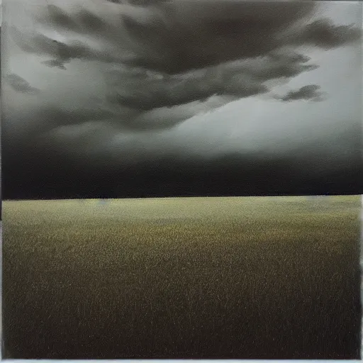 Image similar to “a field with storm oil on black canvas”