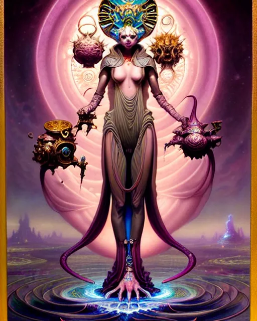 Image similar to the empress tarot card, fantasy character portrait made of fractals, ultra realistic, wide angle, intricate details, the fifth element artifacts, highly detailed by peter mohrbacher, hajime sorayama, wayne barlowe, boris vallejo, aaron horkey, gaston bussiere, craig mullins