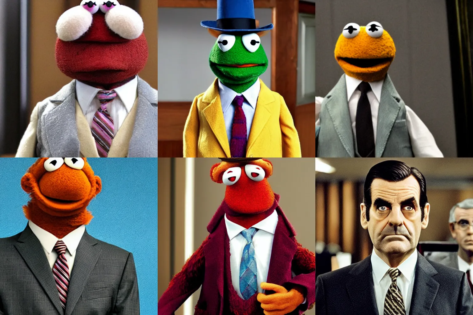 Prompt: Don Draper muppet